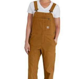 Womens Carhartt Brown - Rugged Flex® Loose Fit Canvas Bib Overall Size L